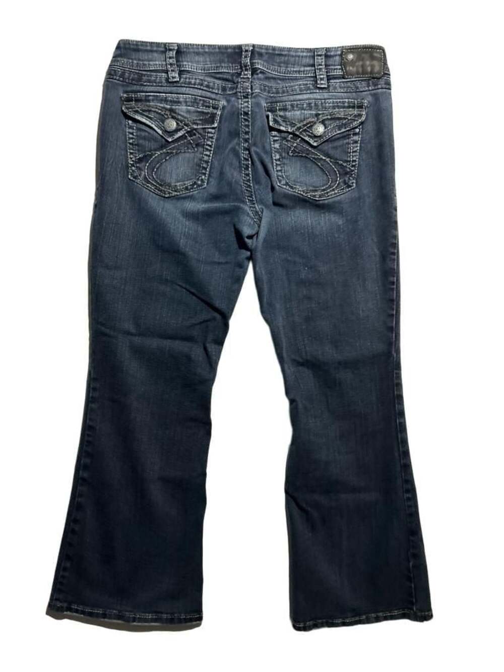 Silver Jeans Co. Suki Surplus Bootcut Dark Wash Denim Flap Pocket Jeans 34x28.5